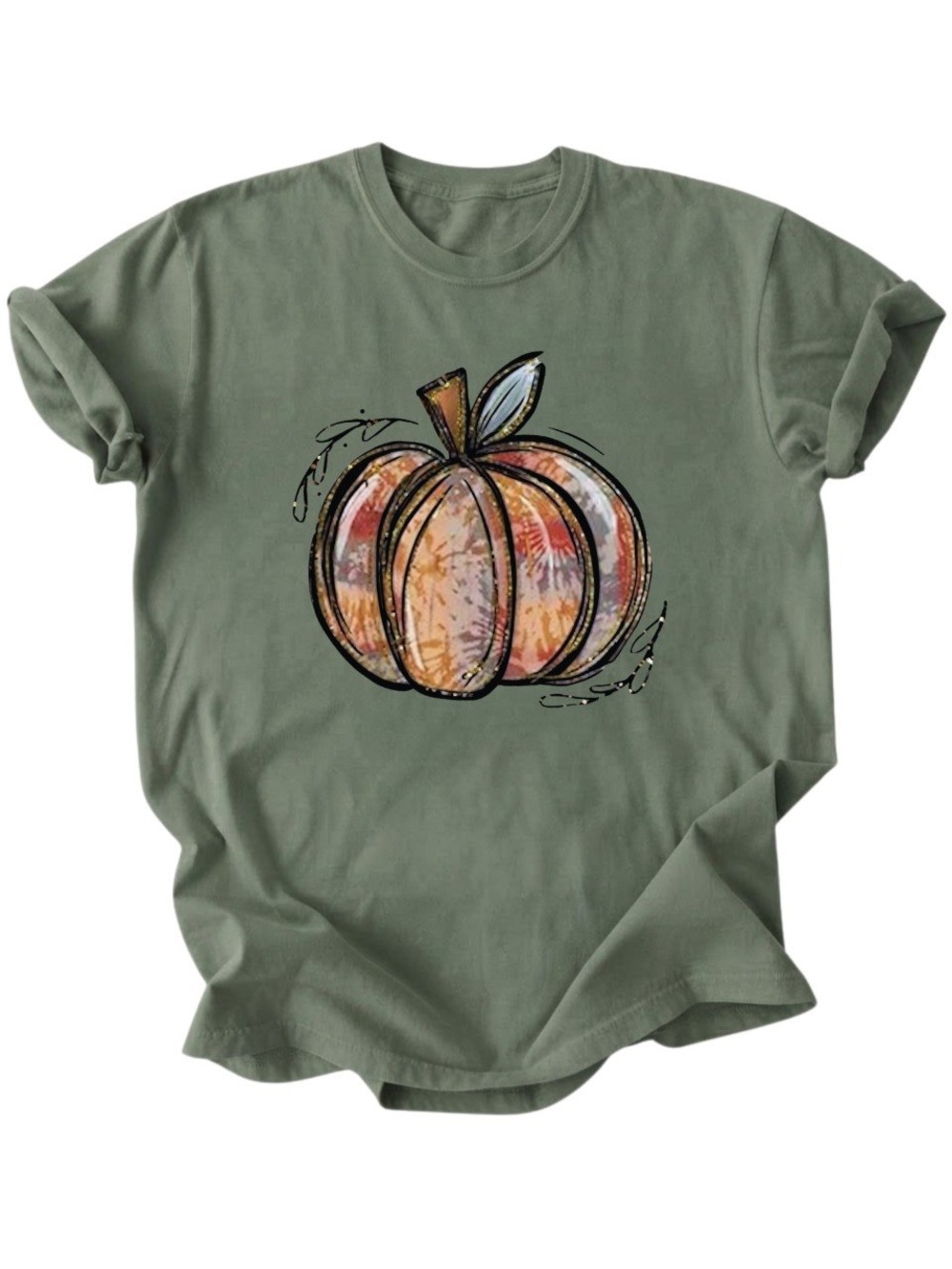 Fall Pumpkin Graphic Cotton Gildan T-Shirt Thanksgiving Tee